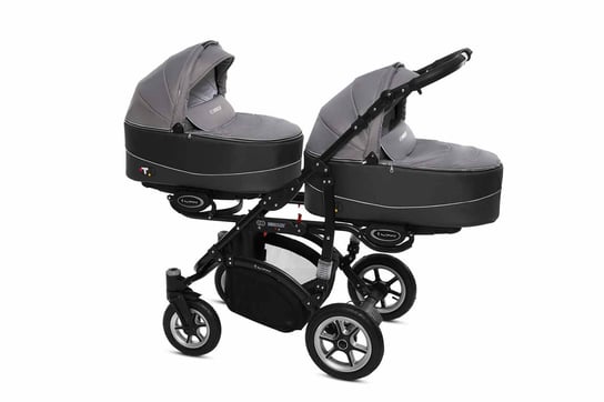 BabyActive, Twinni Premium, Wózek bliźniaczy, Silver, 3w1 BabyActive