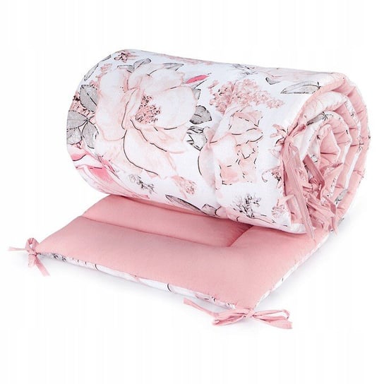 Babyboom dwustronny ochraniacz do łóżeczka dziecięcego Premium 180x30 cm Dzika róża/brudny róż BabyBoom