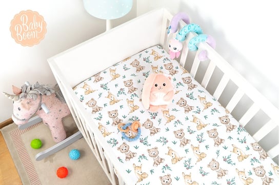 Babyboom prześcieradło bawełniane do łóżeczka dziecięcego 120x60 cm Premium Little Bear BabyBoom