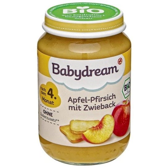 Babydream, Bio, jabłka z brzoskwiniami i sucharkiem, 190 g Babydream