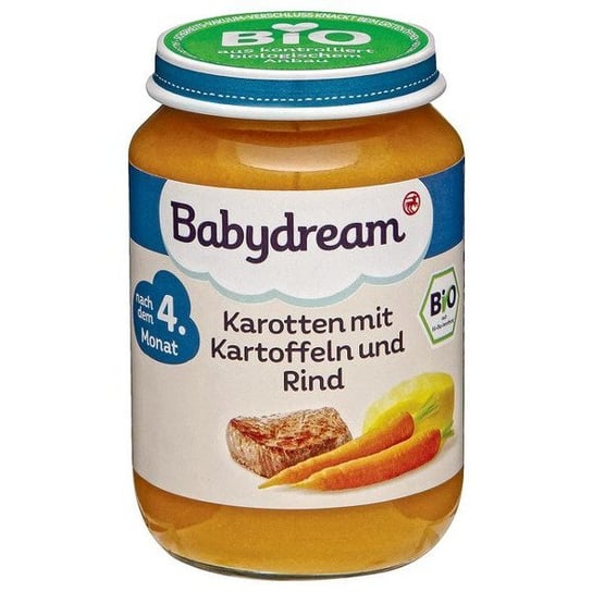 Babydream, Bio, marchewka z ziemniaczkami i wołowiną, 190 g Babydream
