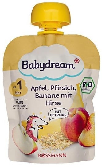 Babydream, Bio, mus jabłko brzoskwinia banan i proso, 90 g Babydream