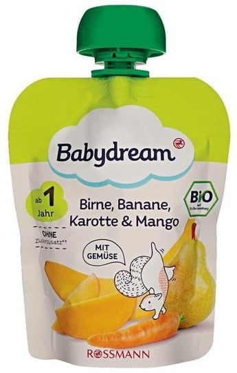 Babydream, Bio, mus z gruszek marchewki mango i bananów, 90 g Babydream