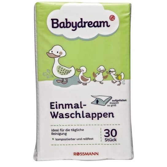 Babydream, Myjki jednorazowe, biodegradowalne, 24x20 cm, 30 szt. Babydream
