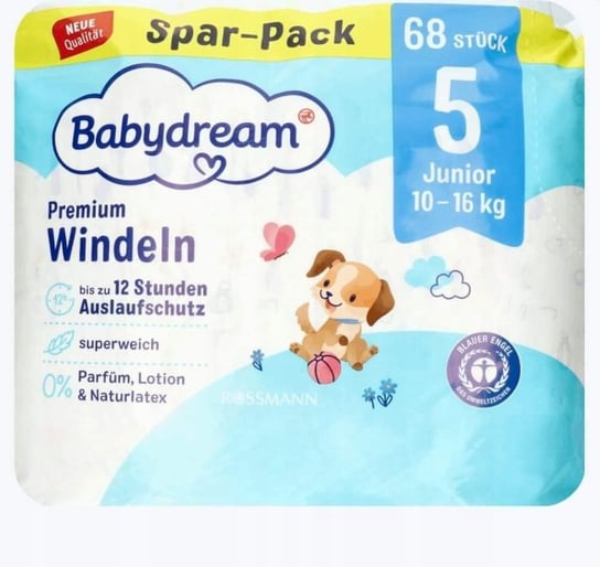Babydream Premium Windel Größe 5 Junior 68 szt. Babydream
