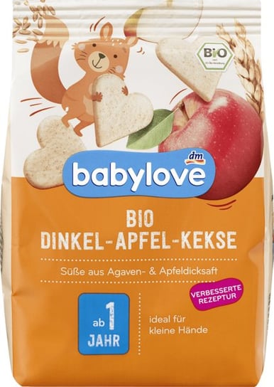 Babylove, Bio, Ciasteczka orkiszowe, Jabłko, 125 g Babylove