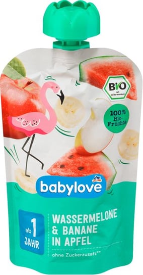 Babylove, Bio, Mus owocowy, Arbuz, Banan i Jabłka, 100 g Babylove