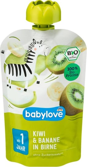 Babylove, Bio, Mus owocowy, Gruszka, Kiwi i Banan, 100 g Babylove