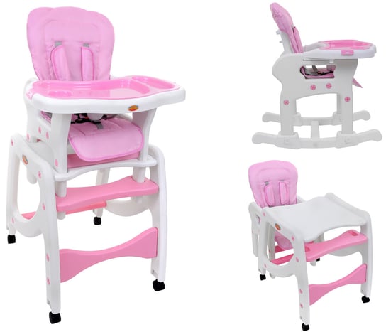 BabyMaxi, Krzesełko do karmienia i stolik, Różowe, 5w1 BabyMaxi