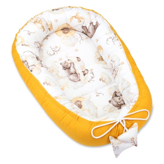 Babynest kokon dla noworodka 90 x 50 cm - Ręcznie wykonane przytulanki kokon niemowlęce wykonane z bawełny Niedźwiedź Totsy Baby