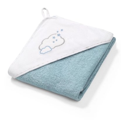 BabyOno, Okrycie kąpielowe frotte, ręcznik z kapturkiem, 100x100cm, niebieski, wzór chmurka BabyOno