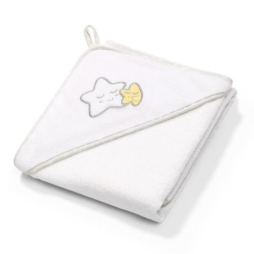 BabyOno, Okrycie kąpielowe frotte, ręcznik z kapturkiem, 85x85cm, biały, wzór gwiazdka BabyOno