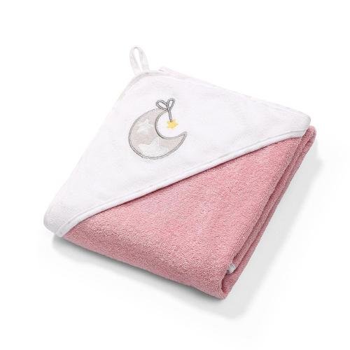 BabyOno, Okrycie kąpielowe frotte, ręcznik z kapturkiem, 85x85cm, różowy, wzór księżyc Inna marka