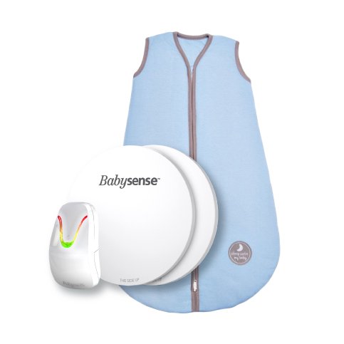 BABYSENSE 7 - monitor oddechu dla niemowląt w zestawie ze śpiworkiem do spania Natulino BabyComfort Natural Blue, 0-6M, nieocieplany BabySense