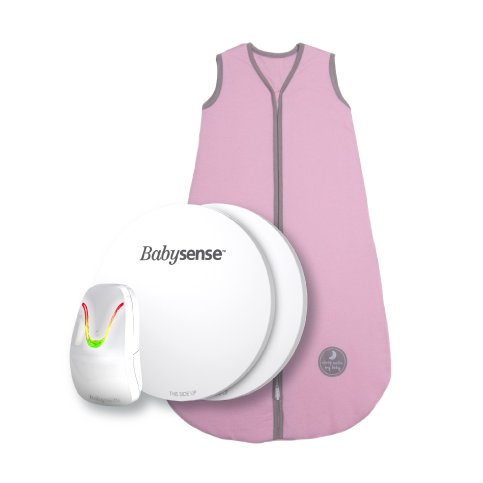 BABYSENSE 7 - monitor oddechu dla niemowląt w zestawie ze śpiworkiem do spania Natulino BabyComfort Natural Pink, 0-6M, nieocieplany BabySense