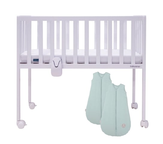 Babysense LUNA 7 Mini GoOrganic łóżeczko dostawne z monitorem oddechu + 2 śpiworki Natulino Babysense