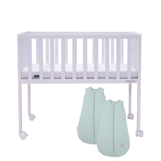 Babysense LUNA Mini GoOrganic łóżeczko dostawne dla niemowląt + 2 śpiworki Natulino Babysense