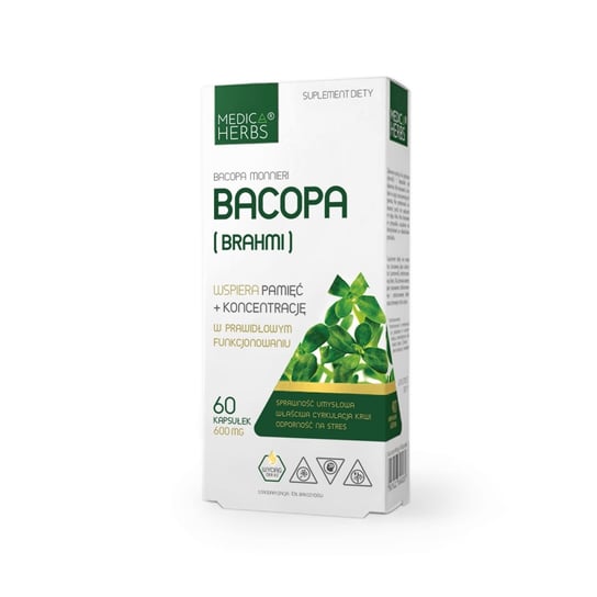 Bacopa monnieri 600mg Medica Herbs PAMIĘĆ KONCENTRACJA Suplement diety Medica Herbs