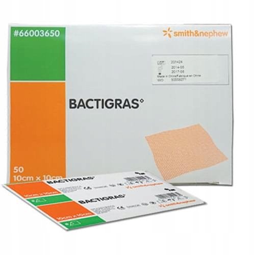Bactigras, Opatrunek Antyseptyczny, 10 X 10 Cm, 1 Szt Bactigras