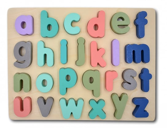BĄCZEK, układanka drewniana alfabet litery małe Bączek