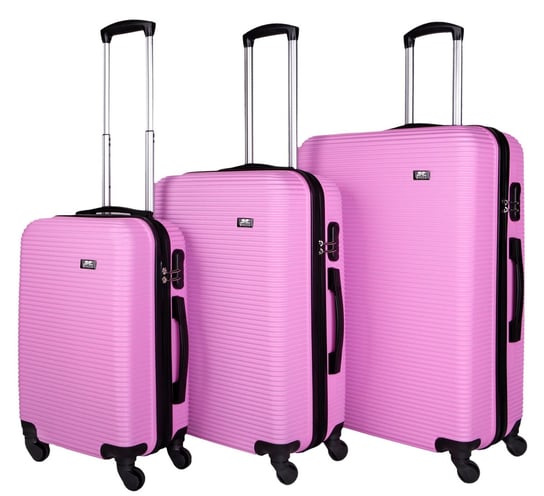 Bagia, Komplet walizek, Geneva, różowy, 3szt. rozmiar L, M, S Bagia