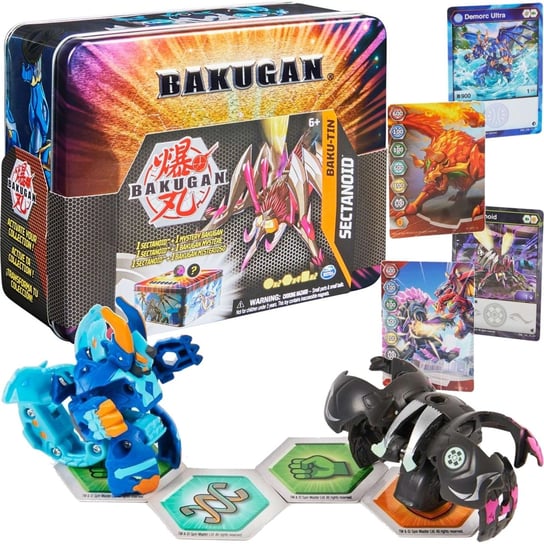 Bakugan pudełko puszka Baku-Tin + 2 figurki i karty Sectanoid Spin Master