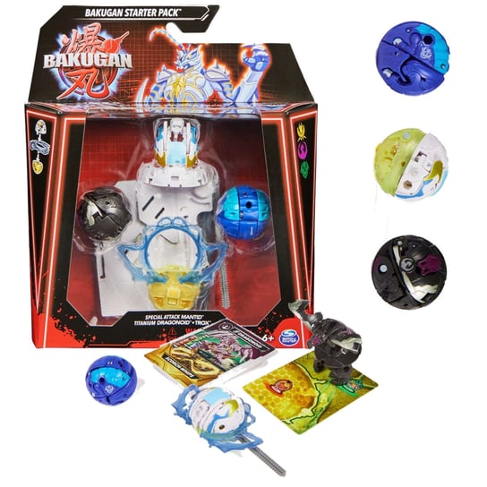 Bakugan Zestaw startowy 3 figurki kolekcjonerskie Atak Specjalny Mantid Titanium Dragonoid Trox Spin Master Spin Master