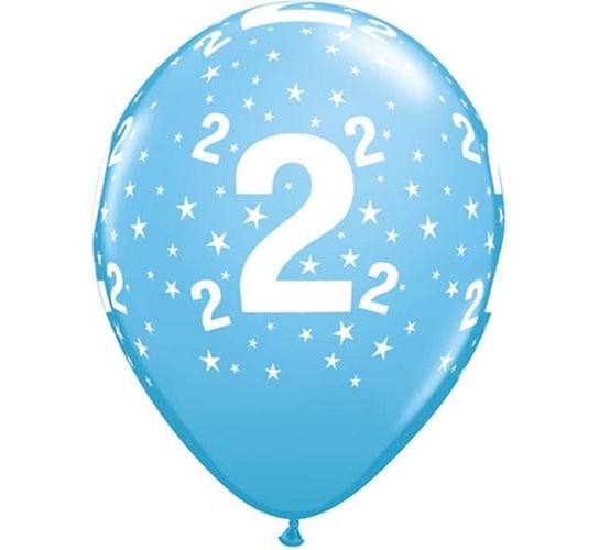 Balon, 11", cyfra 2, pastelowy niebieski, 6 sztuk GoDan