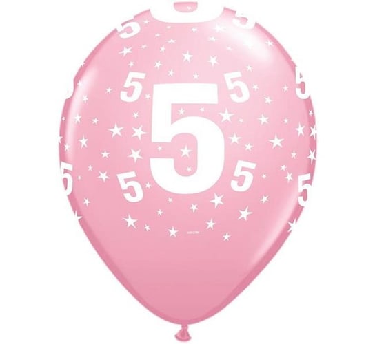 Balon, 11", cyfra 5, pastelowy różowy, 6 sztuk GoDan