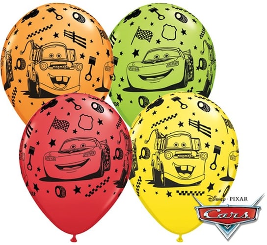 Balon, 11", Lightning McQueen & Mater, 25 sztuk, mix pastelowy Qualatex