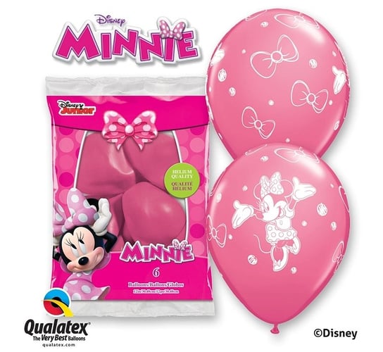 Balon, 12", Myszka Minnie, pastelowy różowy, 6 sztuk GoDan