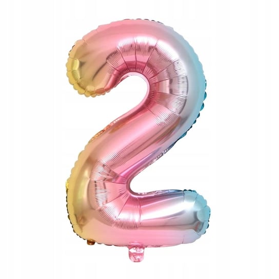Balon 2 urodziny Cyfra DWA Foliowy tęczowy 100cm Greenzone