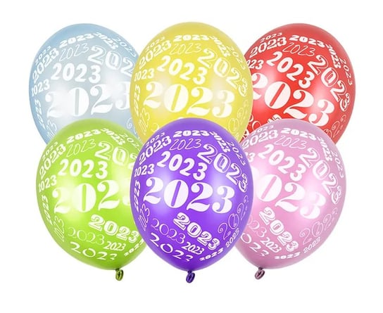 Balon 2023 Metalic Mix Kolorów Dekoracja Sylwester ABC
