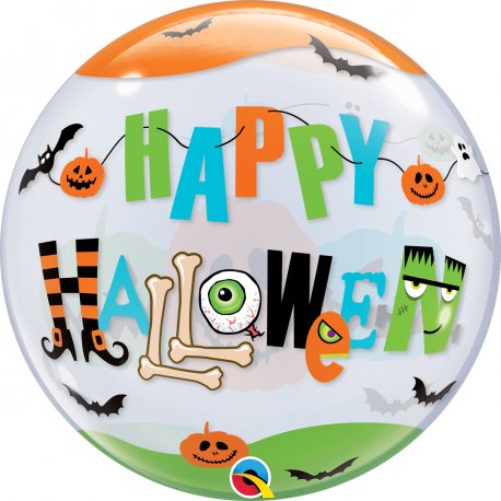 Balon 22" Single Bubble Happy Halloween Qualatex