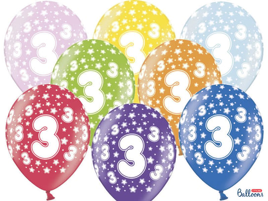 Balon, 3rd Birthday, 30 cm, 6 sztuk PartyDeco