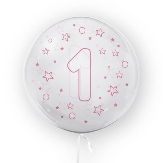 Balon 45cm Gwiazdki cyfra 1 różowy TUBAN TUBAN