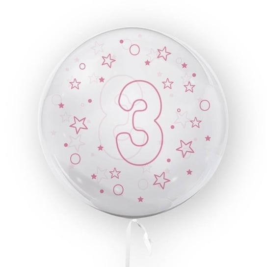 Balon 45cm Gwiazdki cyfra 3 różowy TUBAN TUBAN