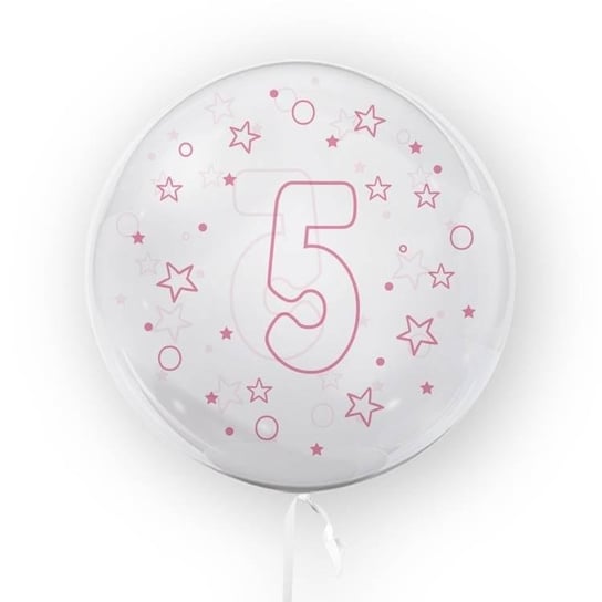 Balon 45cm Gwiazdki cyfra 5 różowy TUBAN TUBAN