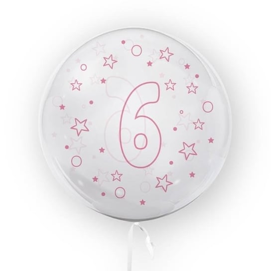 Balon 45cm Gwiazdki cyfra 6 różowy TUBAN TUBAN