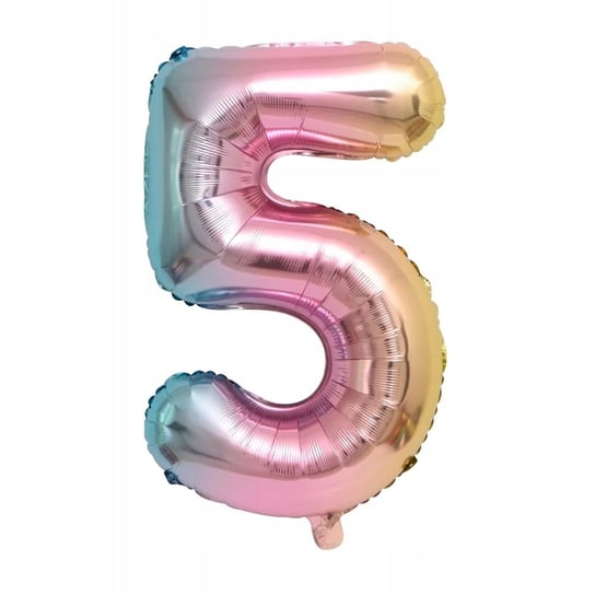 Balon 5 urodziny Cyfra PIĘĆ Foliowy tęczowy 100cm Greenzone