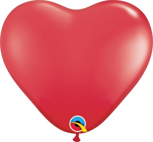 Balon 6 serce czerwone pastel 10szt. Qualatex