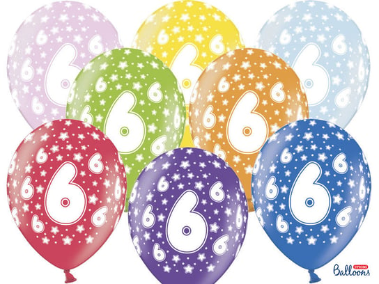 Balon, 6th Birthday, 30 cm, 6 sztuk PartyDeco