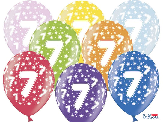 Balon, 7th Birthday, 30 cm, 6 sztuk PartyDeco
