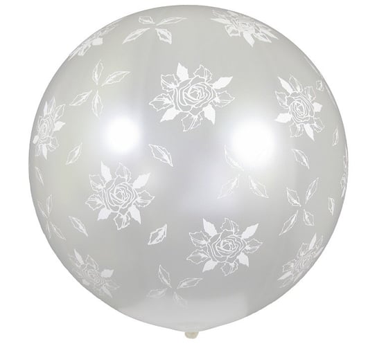 Balon, 80 cm, "Białe róże", kula, perłowy Gemar