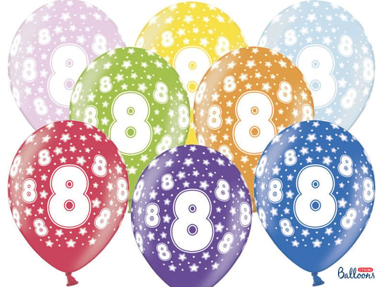 Balon, 8th Birthday, 30 cm, 6 sztuk PartyDeco