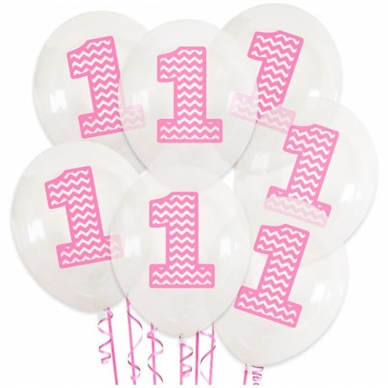 Balon Balony Urodziny Przeźroczysty 1 Różowa 5Szt Inna marka