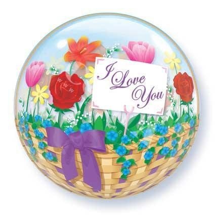 Balon bubble 22 I Love You w kwiaty Qualatex