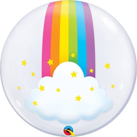 Balon bubble 61cm Tęczowe chmury na hel  bezbarwny Qualatex