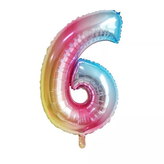 Balon Cyfra Numer 6 Urodziny Rocznica Duża 75 Cm Tęczowy Hopki