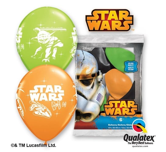 Balon, Darth Vader & Yoda, 12", 6 sztuk Qualatex